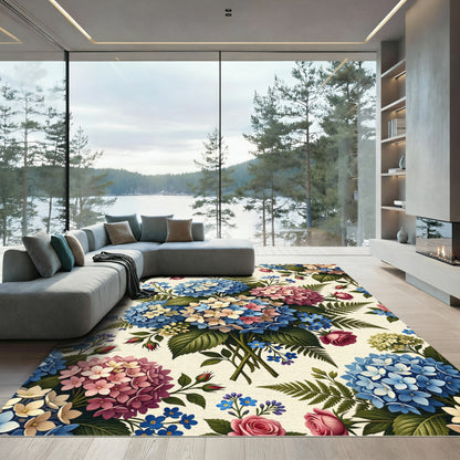 Hydrangea Bouquet Floral Botanical Garden Rug