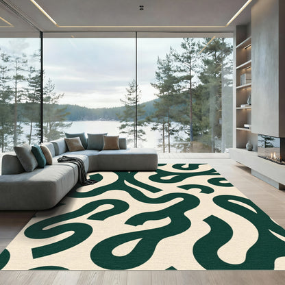 Deep Teal Organic Swirls Rug