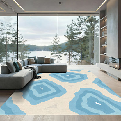 Layered Blue Agate Organic Shape Rug