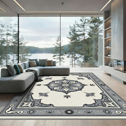 Classic Gray Floral Medallion Rug