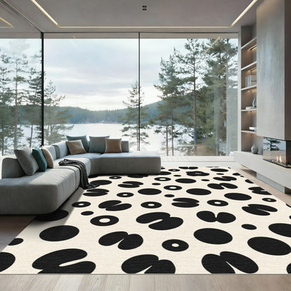 Ivory Black Organic Spot Composition Rug