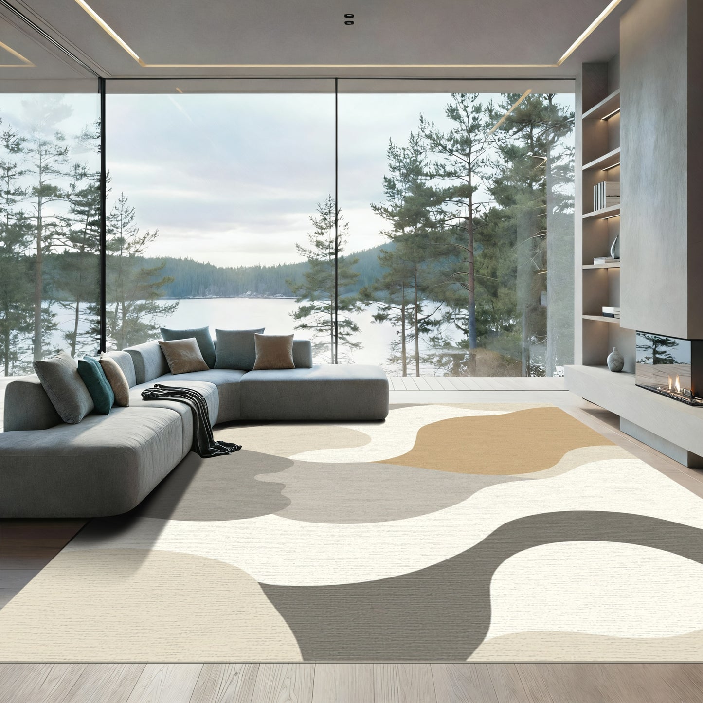 Neutral Flow Organic Shapes Rug