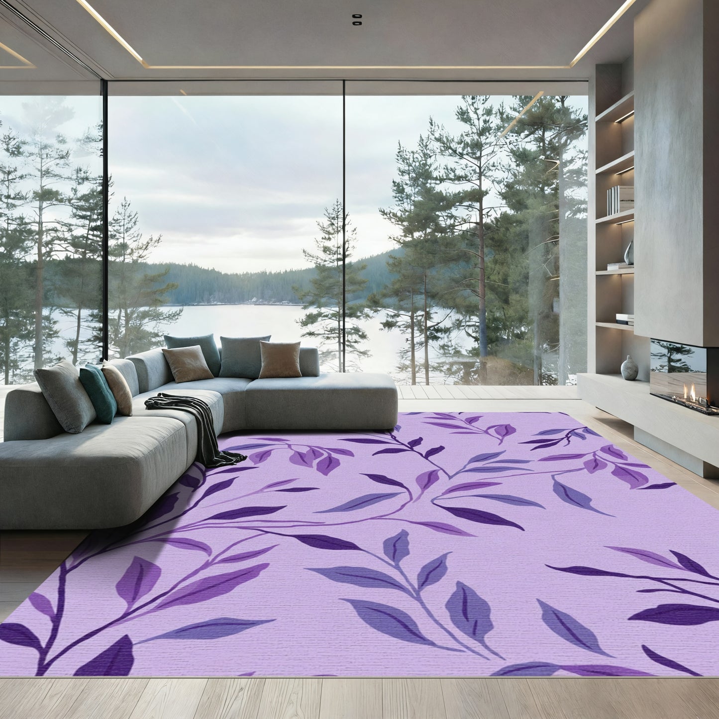 Lavender Purple Branch Foliage Rug