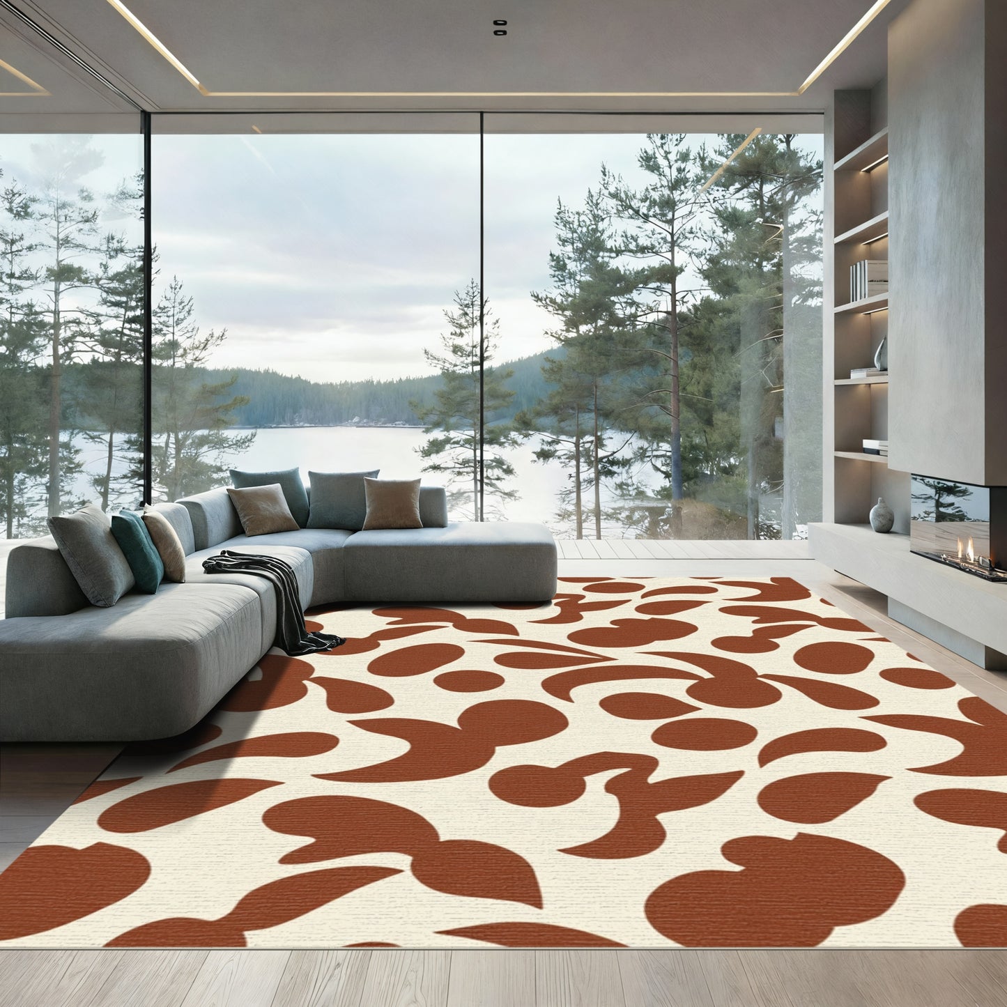 Abstract Sienna Organic Blobs Rug