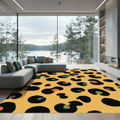 Bold Yellow Cheetah Spot AccentsRug Rug