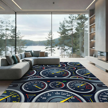 Dark Industrial Analog Gauge Instrument Panel Rug