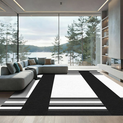 Monochromatic Vertical Stripe Rectangle Rug