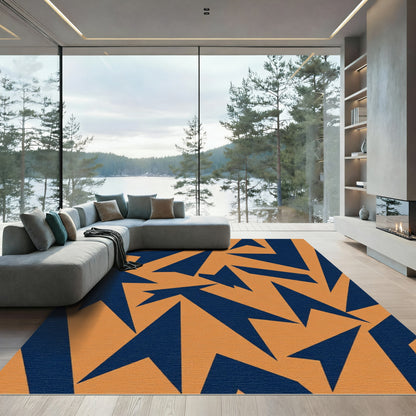 Orange Navy Abstract Arrow Cluster Rug