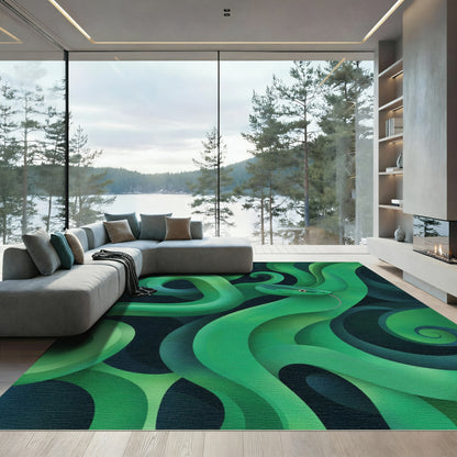 Emerald Green Snake Swirls Rug