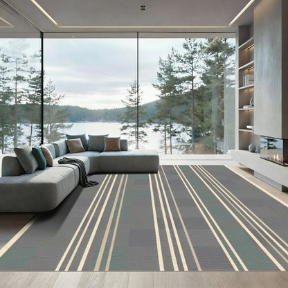 Subtle Cream Vertical Stripe Grey Rug