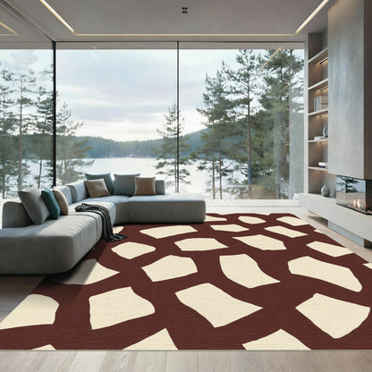 Brown Cream Irregular Patchwork Rug