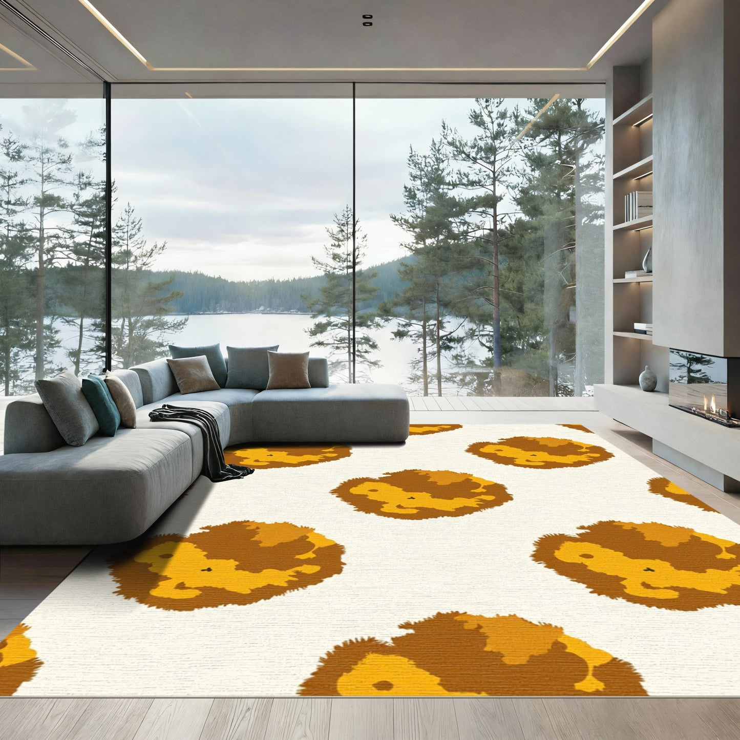 Earthy Sunburst Circles Repeat Rug
