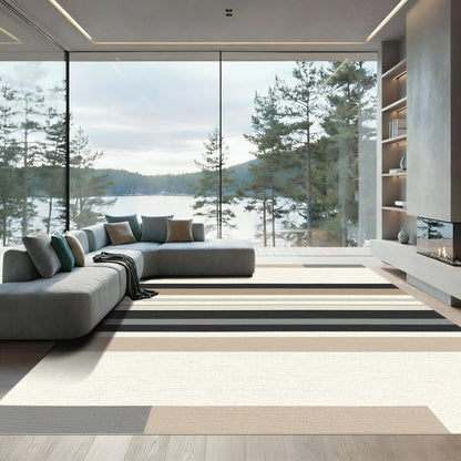 Neutral Earth Tones Striped Geometric Areas Rug