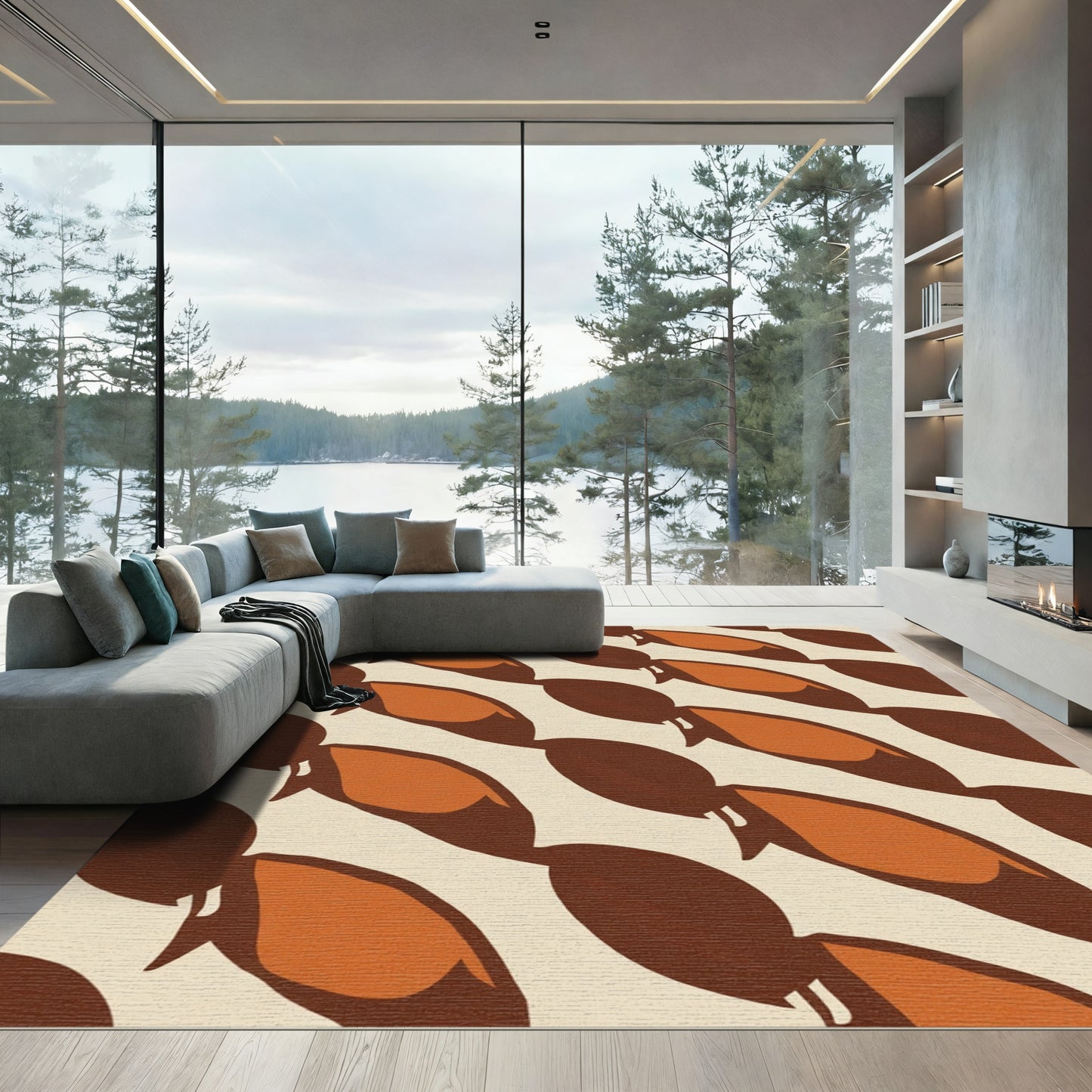 Warm Amber Bean Arrangement Rug