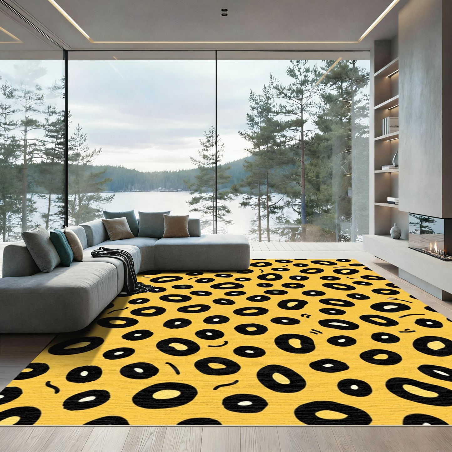 Bold Yellow Cheetah Spots Rug
