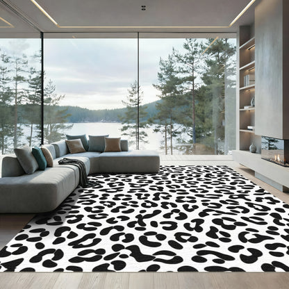 Bold Black Leopard Spots Rug