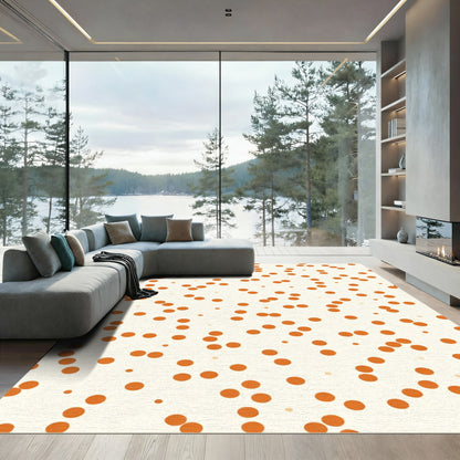 Orange Dot Scattered Cream Field Rug