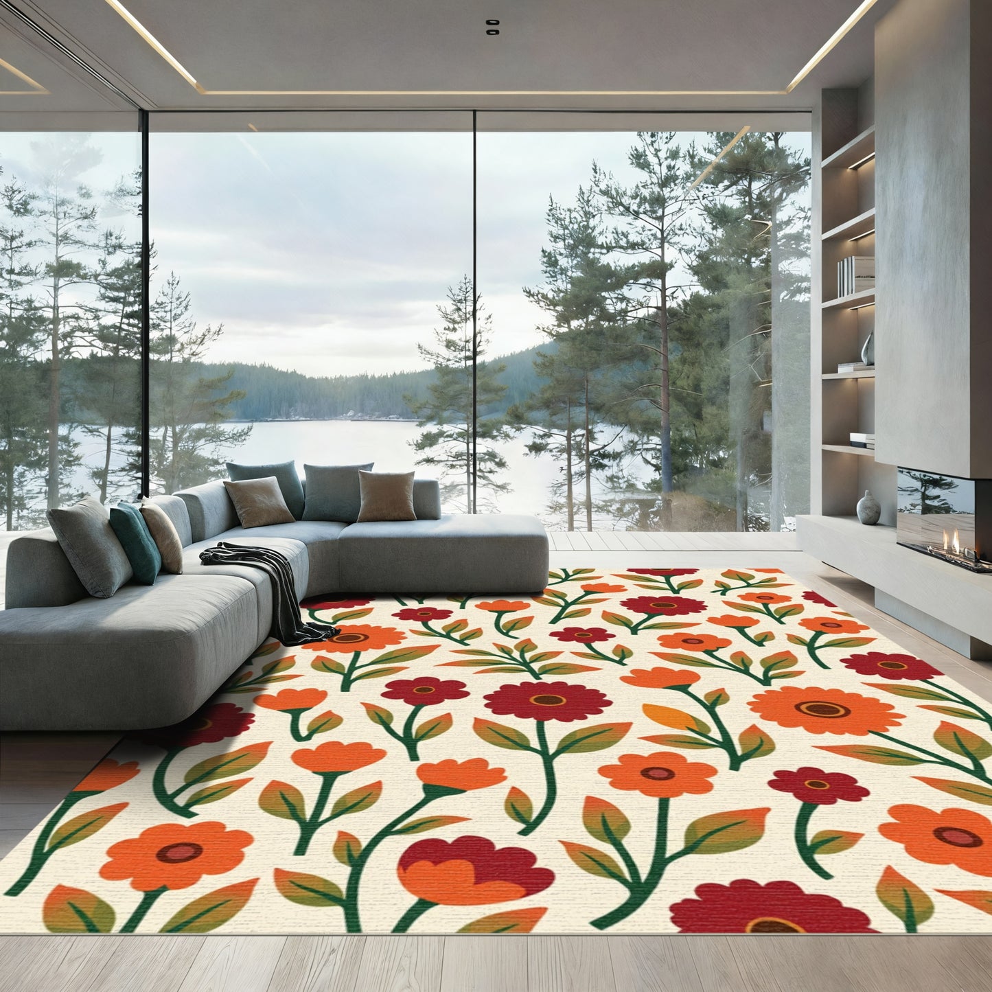 Woodland Autumn Floral Bouquet Rug