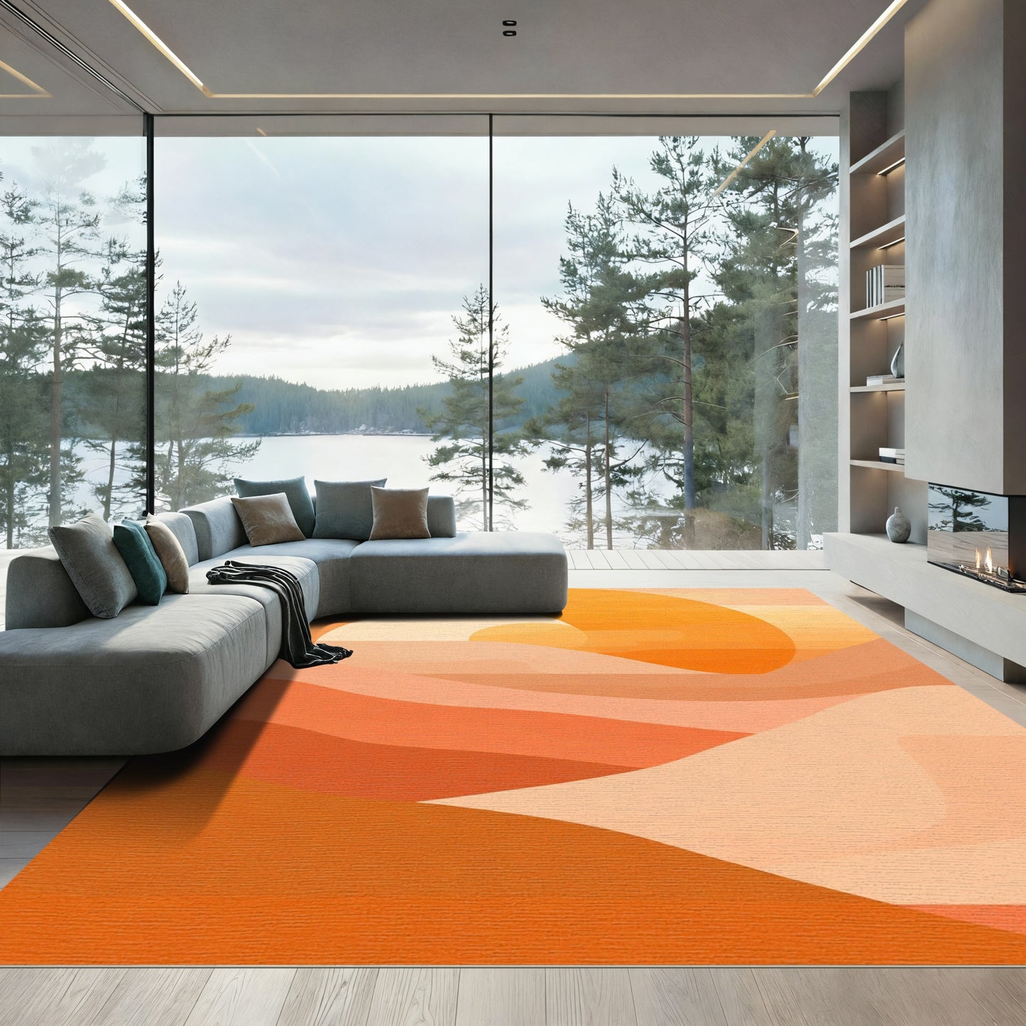 Abstract Sunset Warm Landscape Rug