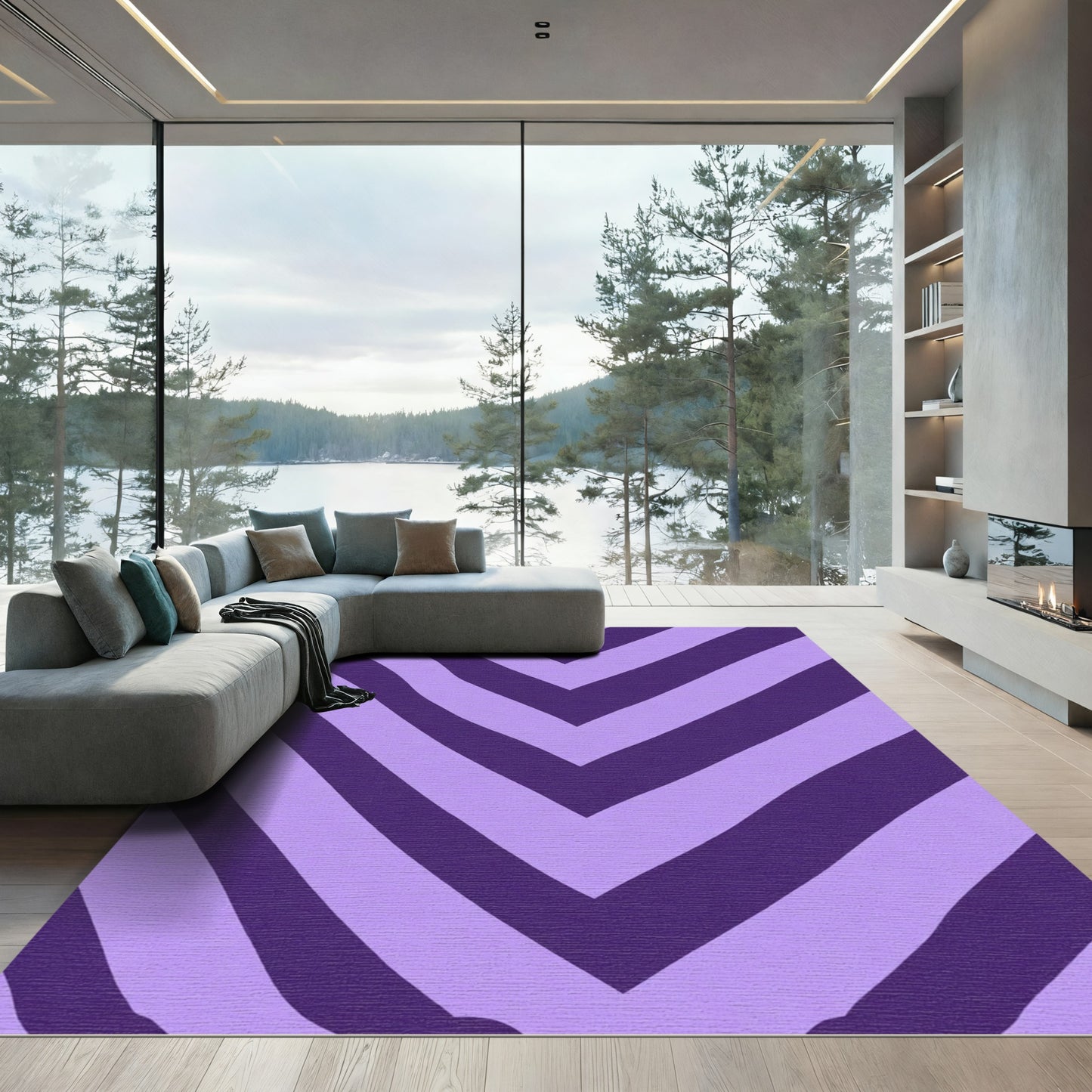 Purple Lavender Chevron Zigzag Rug