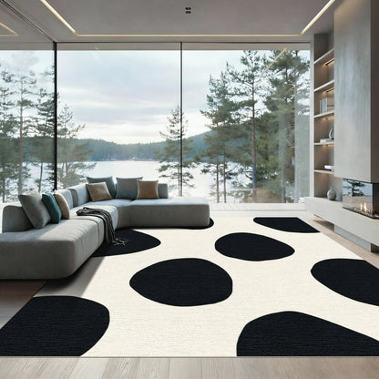 Bold Black and White Droplet Spots Rug