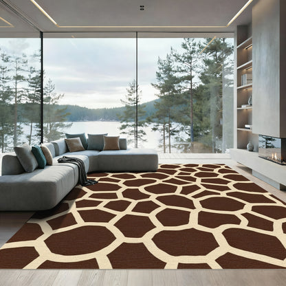 Brown Tan Giraffe Skin Texture Rug