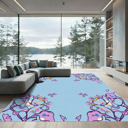 Soft Lavender Abstract Floral Bloom Rug
