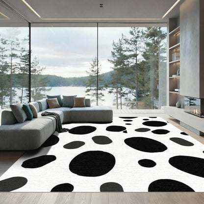 Black White Spotty Organic Forms Rug