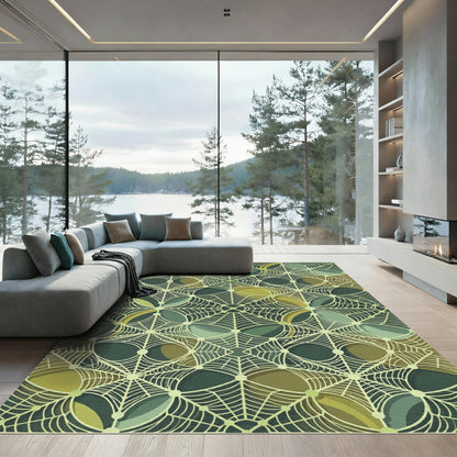 Sage Geometric Spider Web Tile Rug