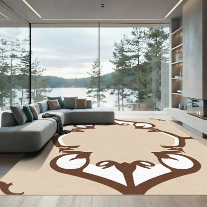 Brown Tan Ornate Frame Rug