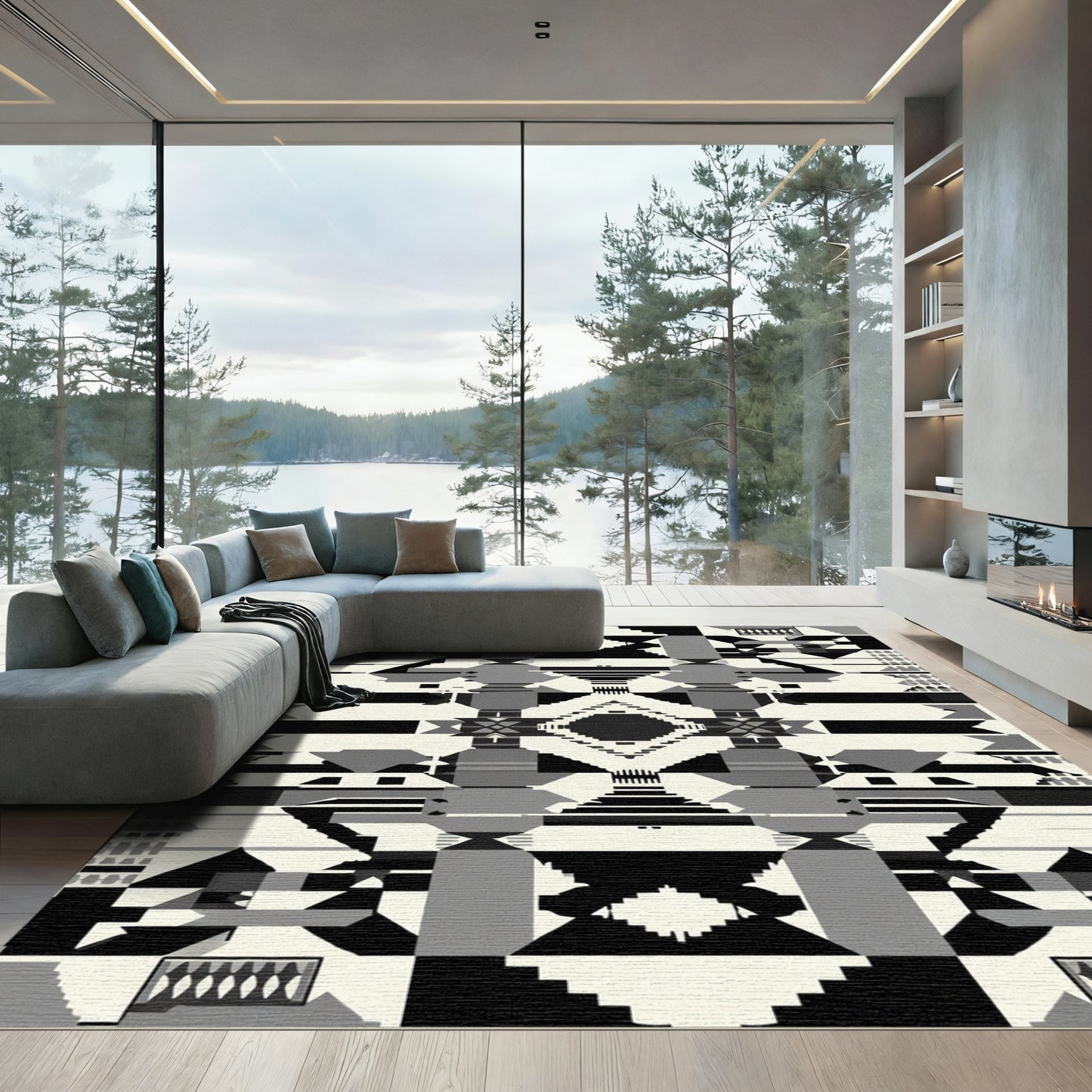 Monochrome Geometric Tribal Bazaar Rug
