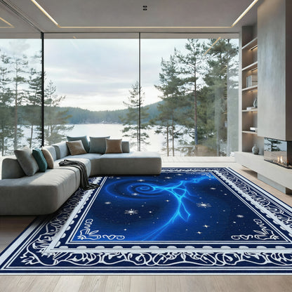 Radiant Blue Swirl Starry Night Rug
