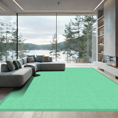 Aqua Subtle Gridded Border Rug