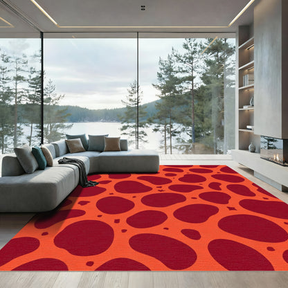 Crimson Blobs Orange Texture Rug
