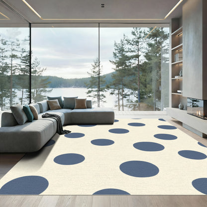 Cream Blue Polka Dot Scatter Rug