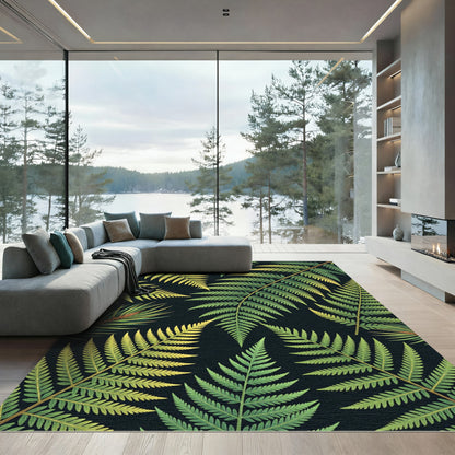 Emerald Green Fern Frond Repeating Rug