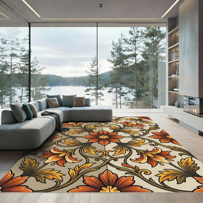 Ornate Amber Floral Vine Rug