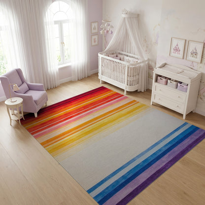 Vibrant Warm Cool Gradient Stripes Rug