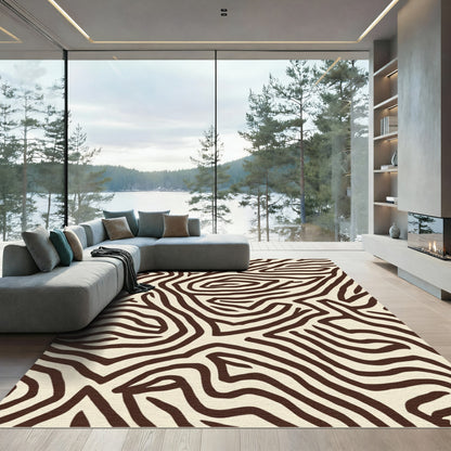 Brown Cream Organic Wave Rug