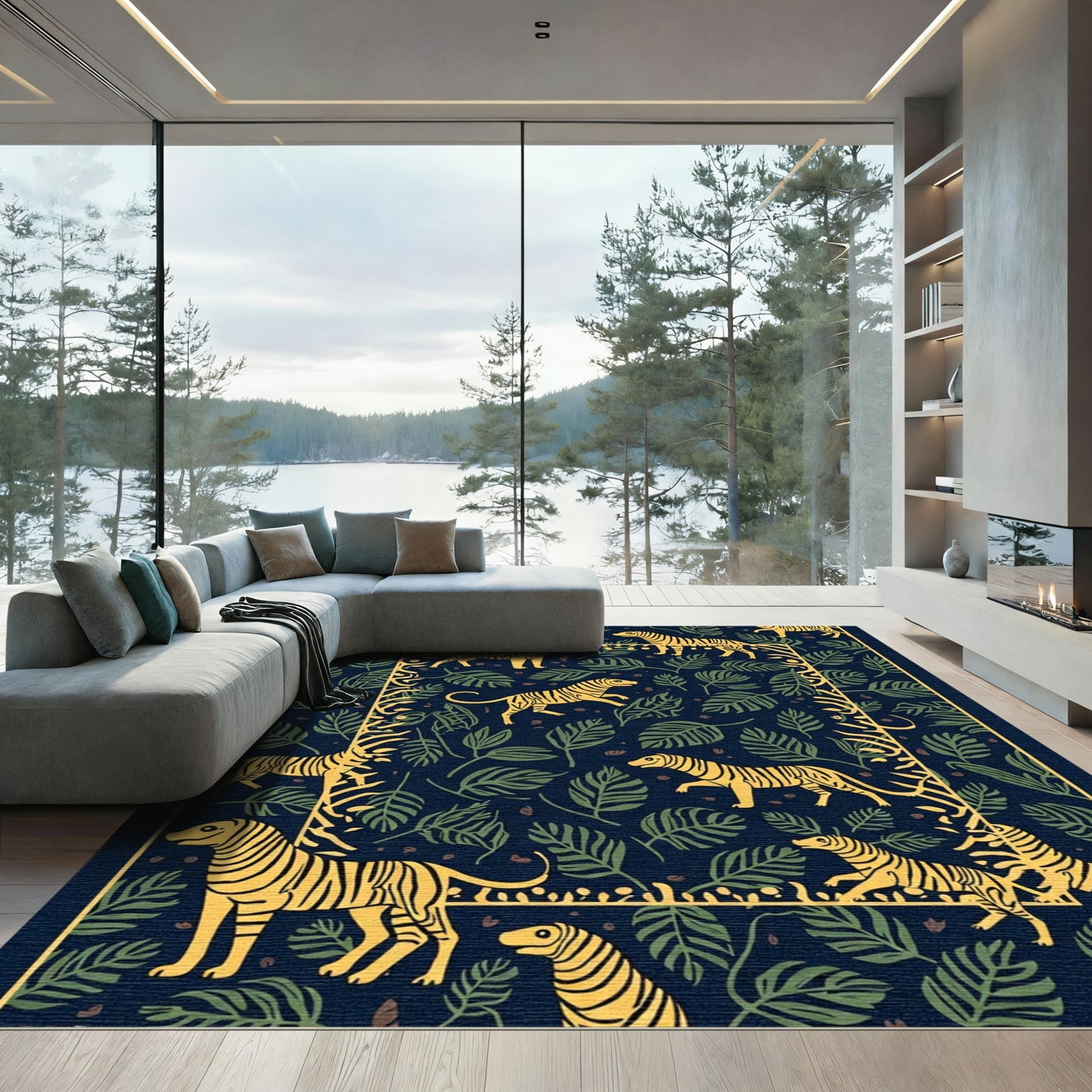Golden Tiger Jungle Botanical Rug