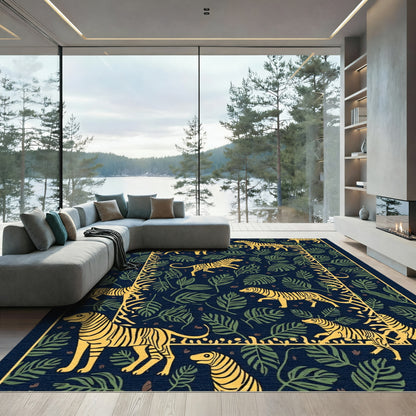 Golden Tiger Jungle Botanical Rug