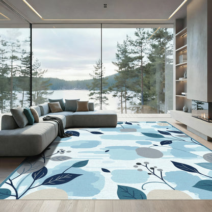 Calm Blues Botanical Branch Artwork Rug
