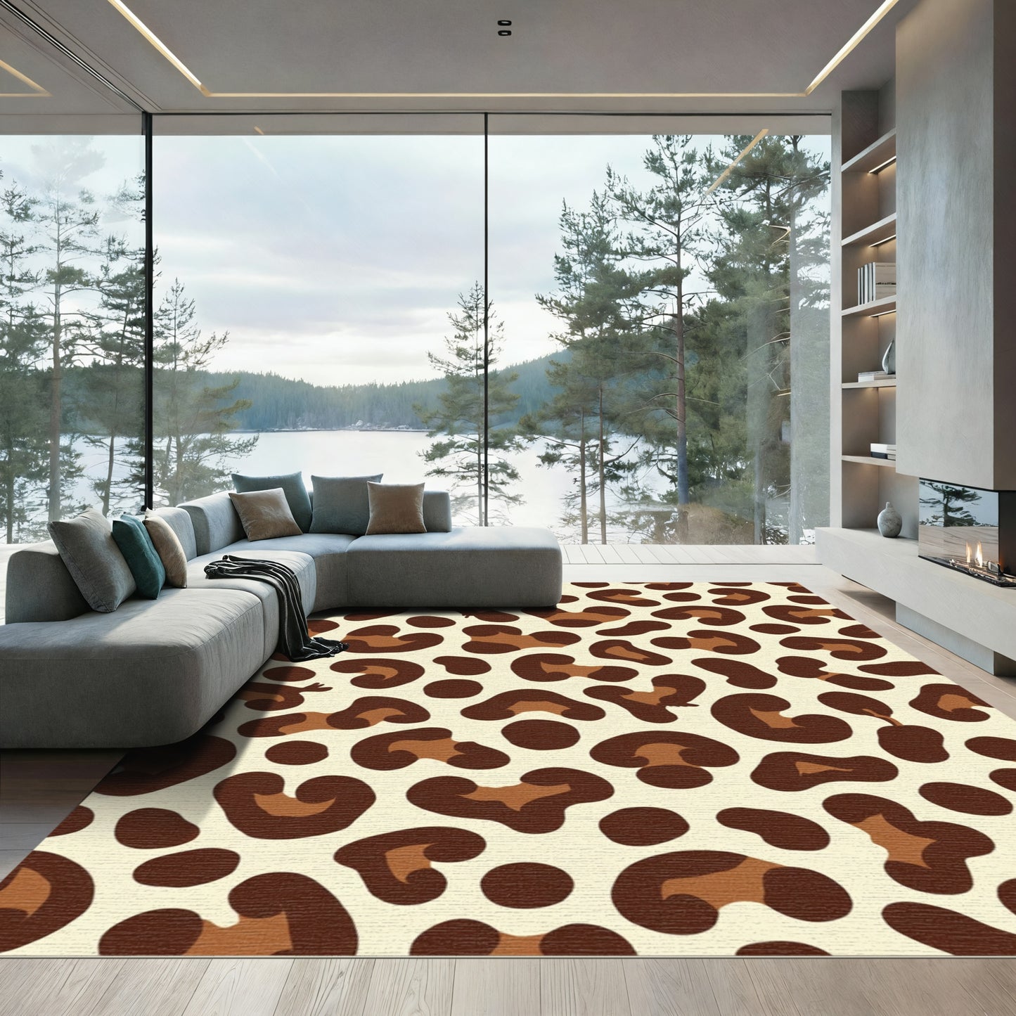 Brown Tan Spotted Animal Hide Rug