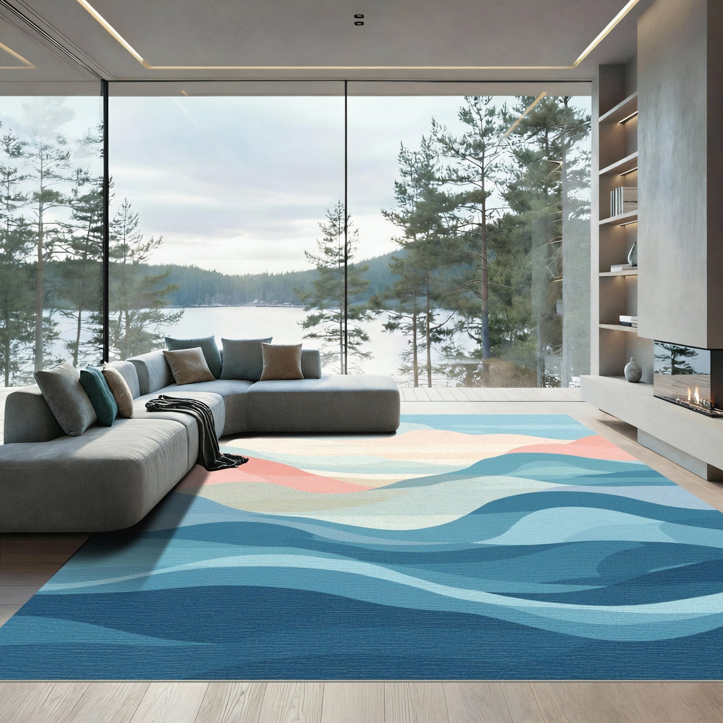 Abstract Ocean Wave Flow Rug