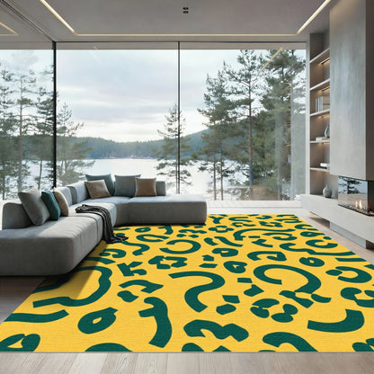 Funky Yellow Green Abstract Shapes Rug