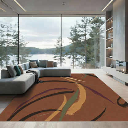 Earthy Tones Abstract Brushstrokes Rug