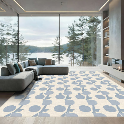 Powdery Blue Floral Garden Repeat Rug