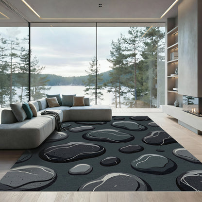 Dark Gray Smooth Pebble Arrangement Rug