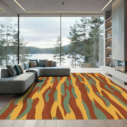 Earthy Wood Grain Abstract Stripes Rug
