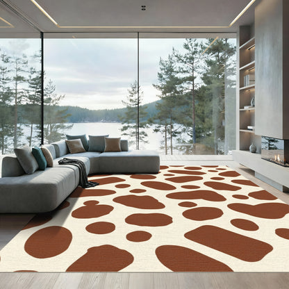 Brown Cream Abstract Spots Rug